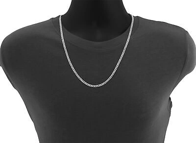 Pre-owned Nuragold 10k White Gold 4mm Women Solid Curb Cuban Chain Link Italian Necklace 16"