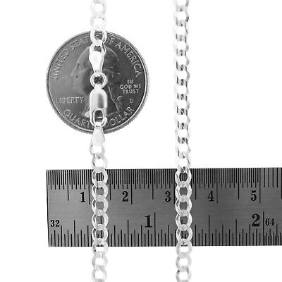 Pre-owned Nuragold 10k White Gold 4mm Women Solid Curb Cuban Chain Link Italian Necklace 16"