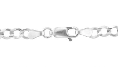 Pre-owned Nuragold 10k White Gold 4mm Women Solid Curb Cuban Chain Link Italian Necklace 16"