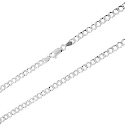Pre-owned Nuragold 10k White Gold 4mm Women Solid Curb Cuban Chain Link Italian Necklace 16"