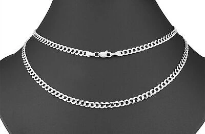 Pre-owned Nuragold 10k White Gold 4mm Women Solid Curb Cuban Chain Link Italian Necklace 16"