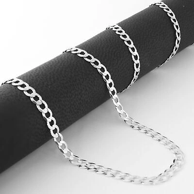 Pre-owned Nuragold 10k White Gold 4mm Women Solid Curb Cuban Chain Link Italian Necklace 16"