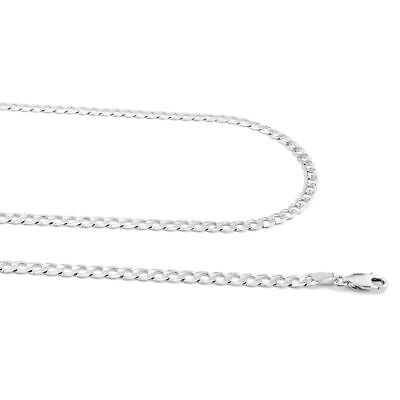 Pre-owned Nuragold 10k White Gold 4mm Women Solid Curb Cuban Chain Link Italian Necklace 16"