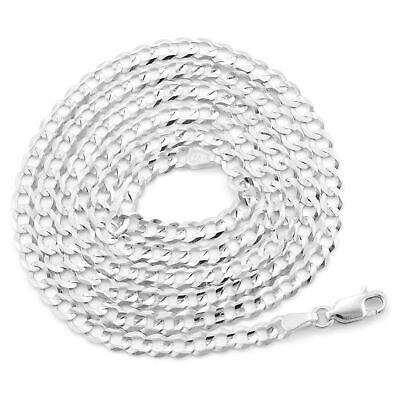 Pre-owned Nuragold 10k White Gold 4mm Women Solid Curb Cuban Chain Link Italian Necklace 16"