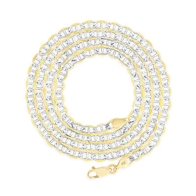 Pre-owned Nuragold 10k Yellow Gold Solid Men 4mm Pave Diamond Cut Mariner Anchor Chain Necklace 26"