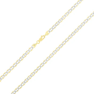 Pre-owned Nuragold 10k Yellow Gold Solid Men 4mm Pave Diamond Cut Mariner Anchor Chain Necklace 26"