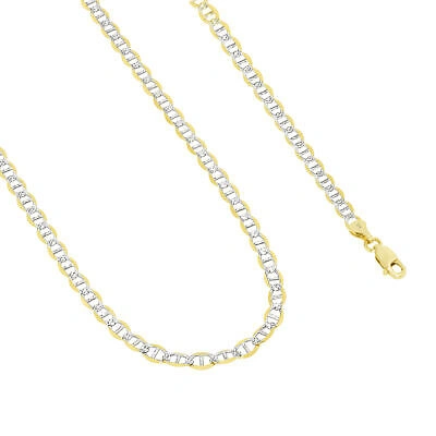 Pre-owned Nuragold 10k Yellow Gold Solid Men 4mm Pave Diamond Cut Mariner Anchor Chain Necklace 26"