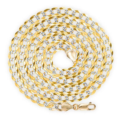 Pre-owned Nuragold Solid 10k Mens Yellow Gold 6mm Diamond Cut Pave Cuban Curb Chain Necklace 28"