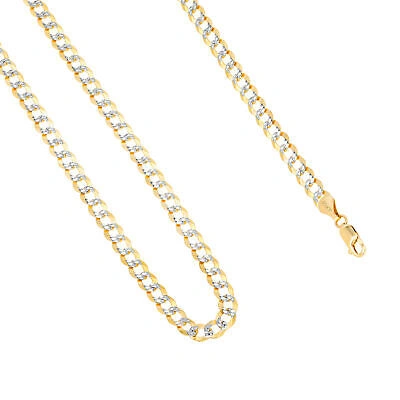 Pre-owned Nuragold Solid 10k Mens Yellow Gold 6mm Diamond Cut Pave Cuban Curb Chain Necklace 28"