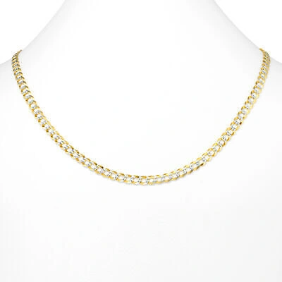 Pre-owned Nuragold Solid 10k Mens Yellow Gold 6mm Diamond Cut Pave Cuban Curb Chain Necklace 28"