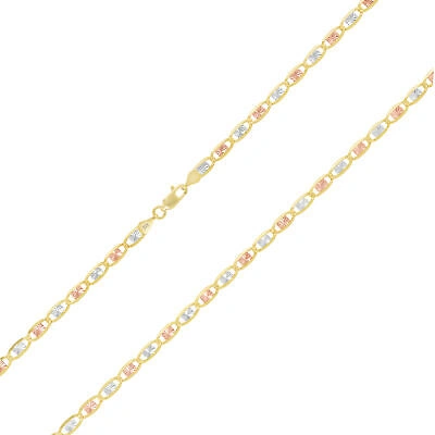 Pre-owned Nuragold 10k Solid Tri Yellow Rose White Gold 4mm Valentino Chain Womens Necklace 16"