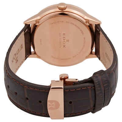 Pre-owned Edox Quartz White Dial Brown Leather Men's Watch 34500 37r Air