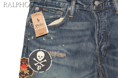 Pre owned Polo Ralph Lauren Skull Patch Ny York Graffiti Sullivan Slim Fit Denim Jeans In Blue ModeSens