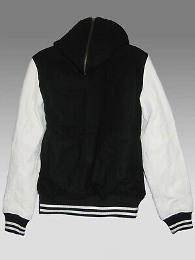 Pre-owned Nike Sportswear Nsw Ladies Womens Leather Hooded Destroyer Varsity Jacket S In Black