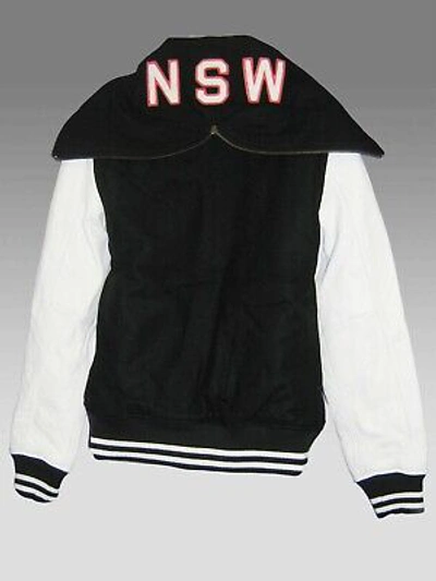 Pre-owned Nike Sportswear Nsw Ladies Womens Leather Hooded Destroyer Varsity Jacket S In Black