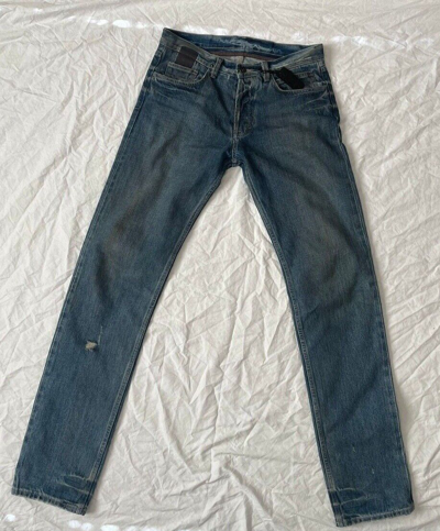 Pre-owned Slab By Rick Owens Mkd2001 Jeans Vintage Straight Leg Blue Hogs Faded Denim