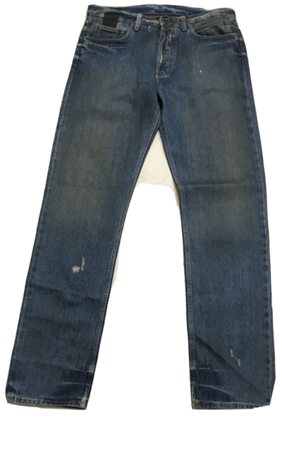 Pre-owned Slab By Rick Owens Mkd2001 Jeans Vintage Straight Leg Blue Hogs Faded Denim
