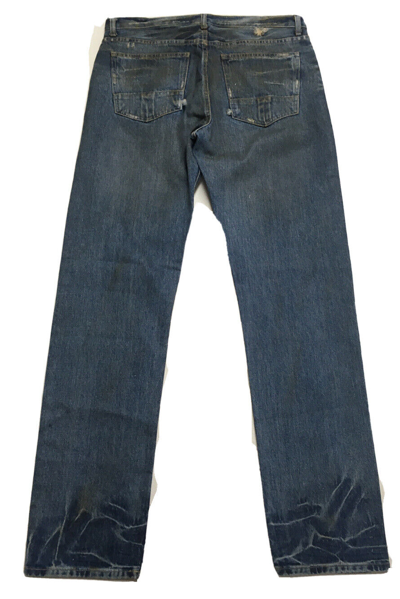 Pre-owned Slab By Rick Owens Mkd2001 Jeans Vintage Straight Leg Blue Hogs Faded Denim