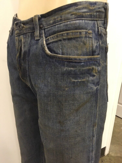 Pre-owned Slab By Rick Owens Mkd2001 Jeans Vintage Straight Leg Blue Hogs Faded Denim