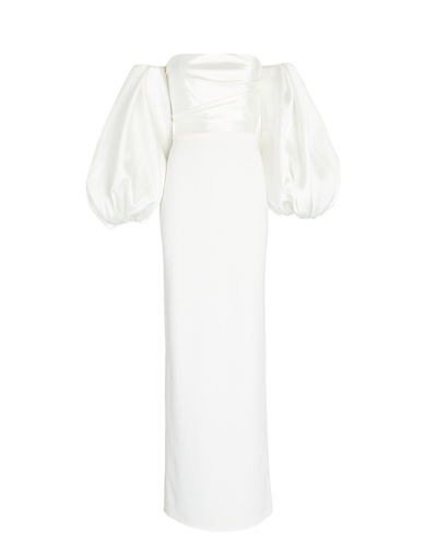 Shop Solace London Carmen Puff-sleeve Maxi Dress In White