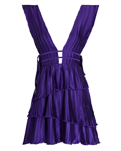 Shop Rococo Sand Cassi Cut-out Satin Mini Dress In Purple