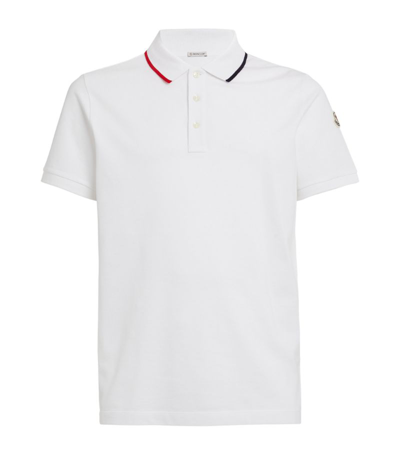 Shop Moncler Cotton-rich Polo Shirt In White