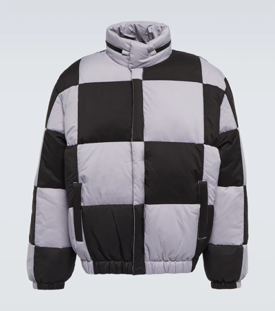 Shop Kenzo Checked Quilted Down Jacket In Black