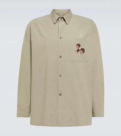 Shop Adish Embroidered Cotton Shirt In Light Green