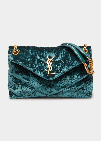 Shop Saint Laurent Loulou Small Ysl Puffer Chain Shoulder Bag In Bright Emerald
