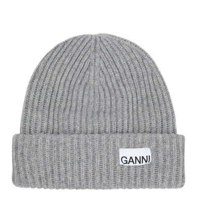 Shop Ganni Ribbed-knit Wool-blend Beanie