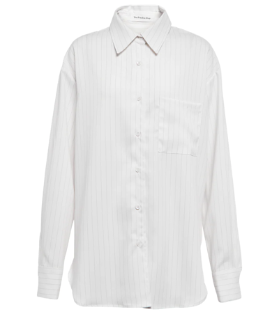 Shop The Frankie Shop Lui Striped Crêpe Shirt In Off White