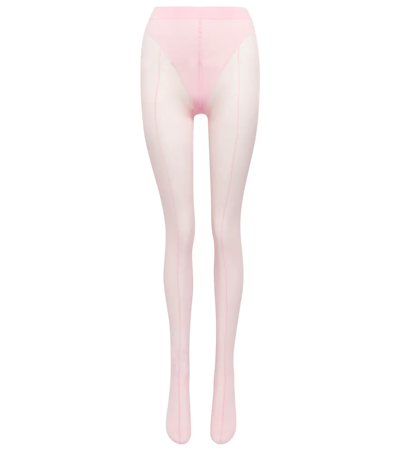 Shop Wolford X Mugler A Tights In Pink