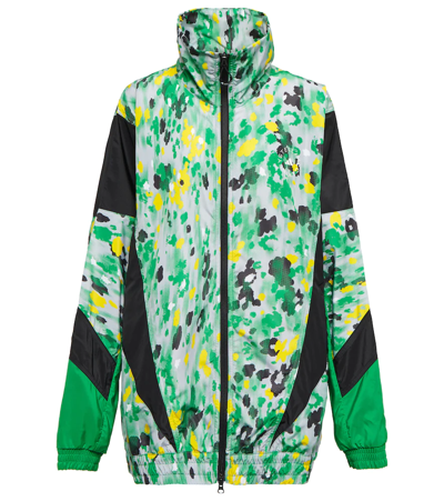 Shop Adidas By Stella Mccartney Leopard-print Track Jacket In Clear Onix Green