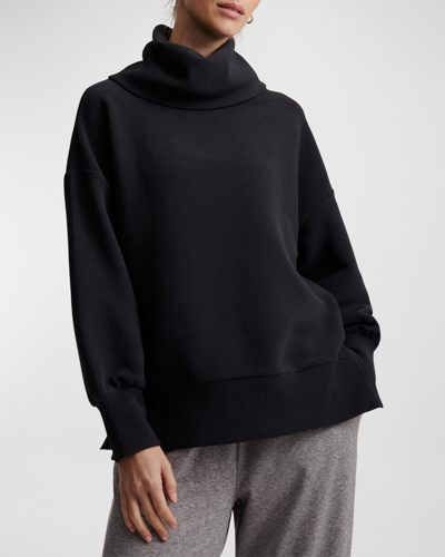 Shop Varley Milton Rib-knit Turtleneck Sweatshirt In Black