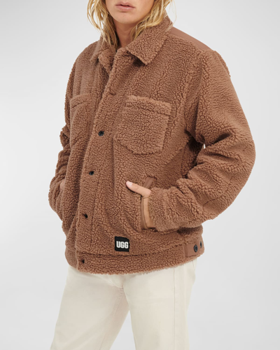 Shop Ugg Men's Janson Sherpa Trucker Jacket In Cab