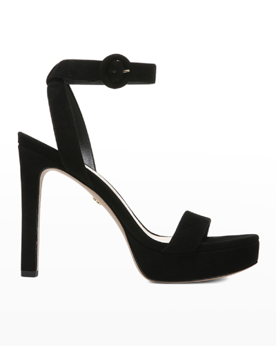Shop Veronica Beard Darcelle Platform Ankle-wrap Sandals In Black Suede
