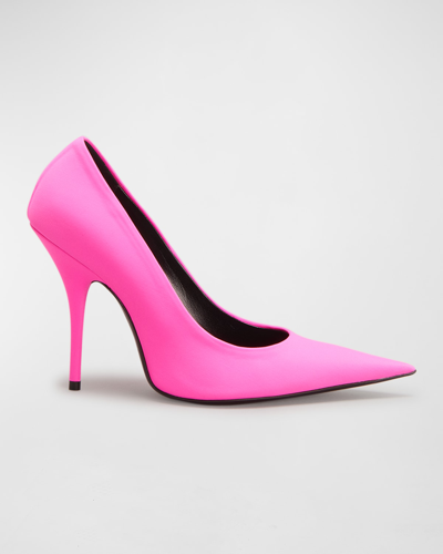 Shop Balenciaga Knife Stretch Stiletto Pumps In Fluo Pink