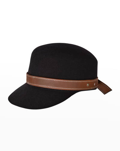 Sensi Studio Wool Cap With Leather Band In Black / Camel | ModeSens