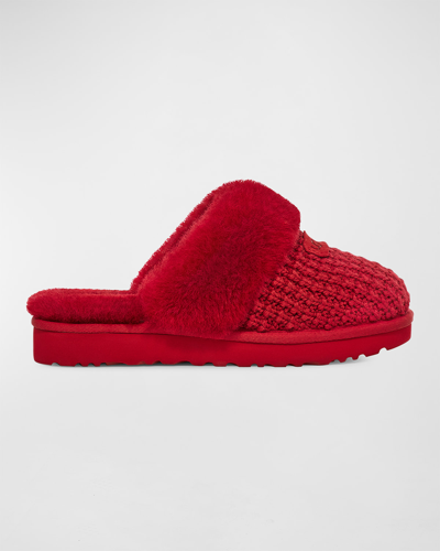 Shop Ugg Cozy Knit Shearling Slippers In Samba Red