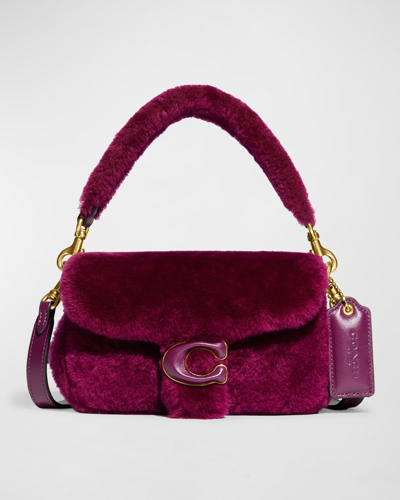 Shop Coach Tabby Pillow Shearling Shoulder Bag In Dusty Purple