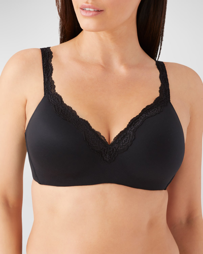 Shop Wacoal Softly Styled Lace-trim Contour Bra In Black