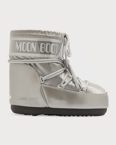 Shop Moon Boot Icon Bicolor Lace-up Short Snow Boots In Silver