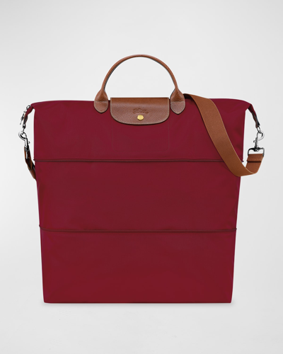 Shop Longchamp Le Pliage Expandable Duffel Bag In Red