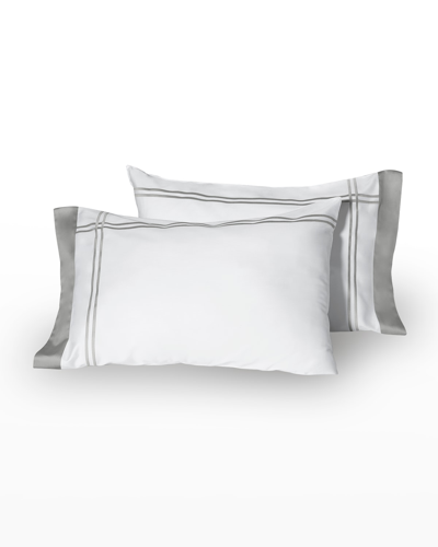 Shop Signoria Firenze 400-thread Count Cotton King Pillowcases, Set Of 2 In White/silver Moon