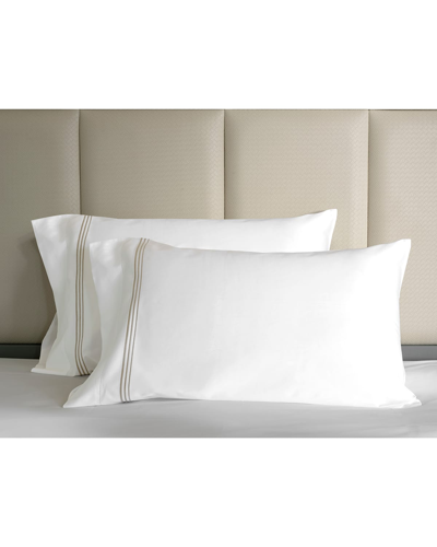 Shop Signoria Firenze Granduca 600 Thread Count Standard Pillowcases, Set Of 2 In White/taupe