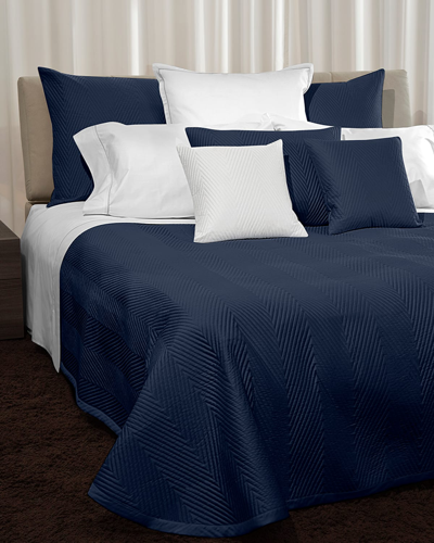 Shop Signoria Firenze Letizia Quilted Queen Coverlet In Dark Blue