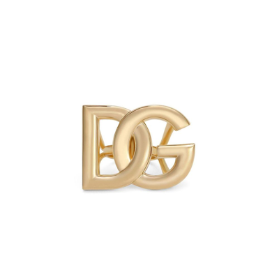 Shop Dolce & Gabbana Gold-plated Dg Logo Plaque Ring