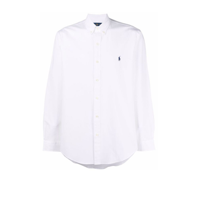 Shop Polo Ralph Lauren White Logo Cotton Shirt