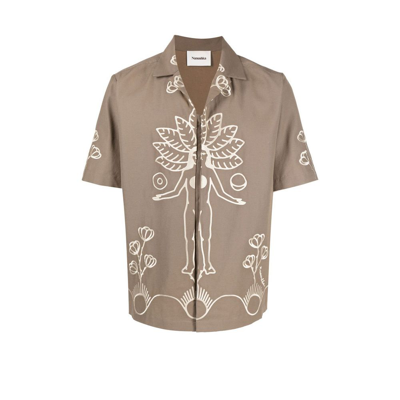 Shop Nanushka Camp Embroidered Shirt - Men's - Polyester/triacetate In Brown