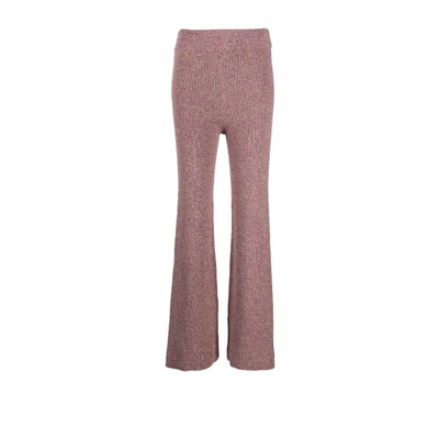 Shop Remain Purple Ribbed Mélange Flared Trousers